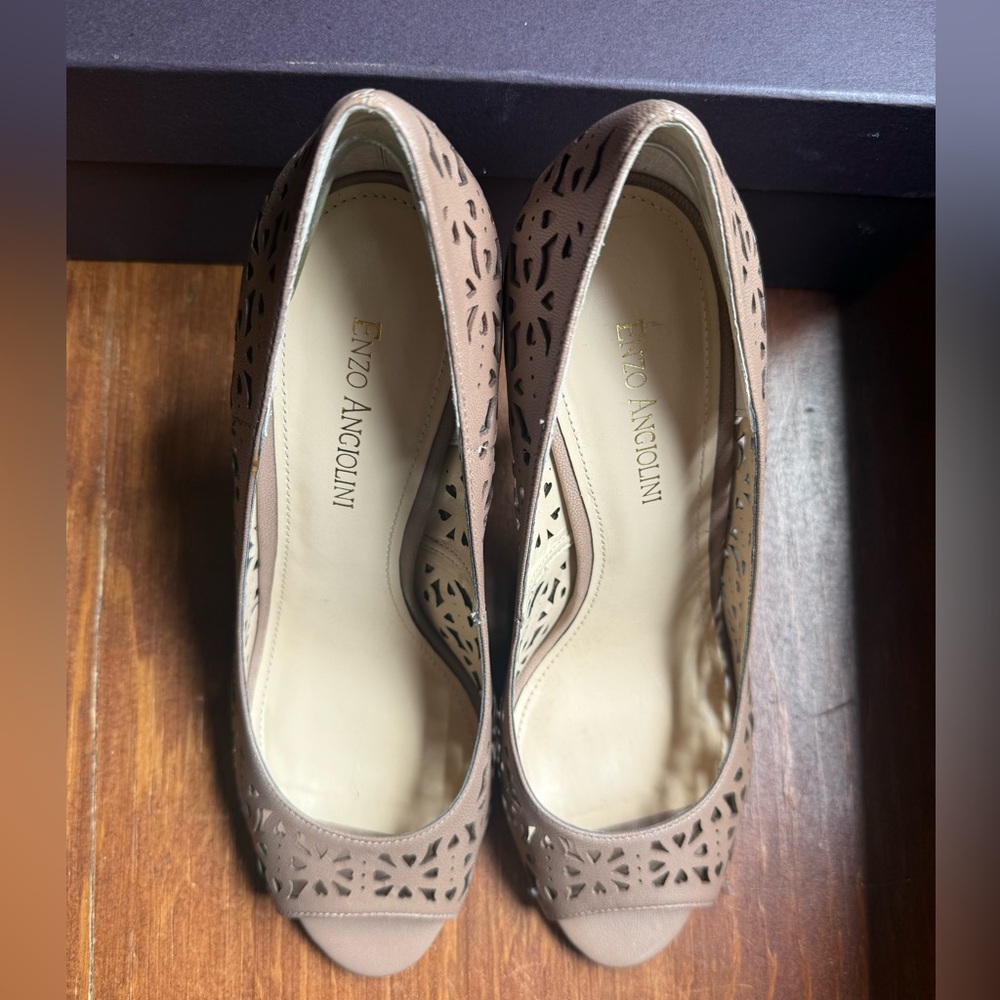 Enzo Angiolini Taupe Cutout Heels - Picture 3 of 7